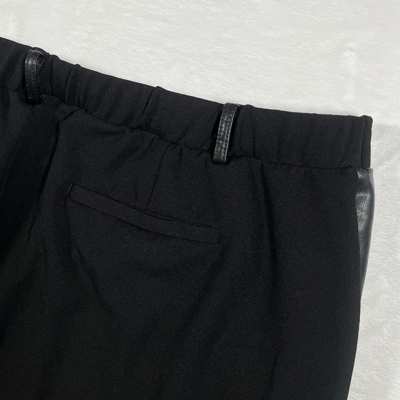 ASHLEY STEWART Black Faux Leather Tuxedo Stripe Pull On Straight Leg Dress Pants - Picture 5 of 8